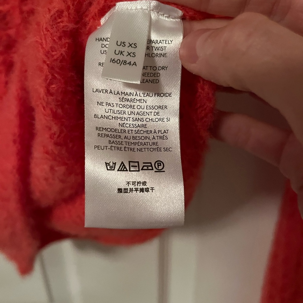 Anthropologie coral orange ruffle neck Fall sweater XS🧡🍊🧶👌🥰 - Picture 2 of 11